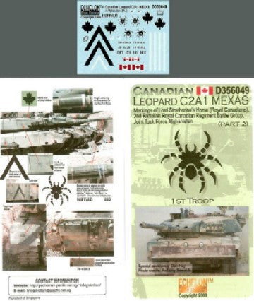 Echelon Decals 356049 1/35 Canadian Leopard C2A1 MEXAS 1st Troop Pt2