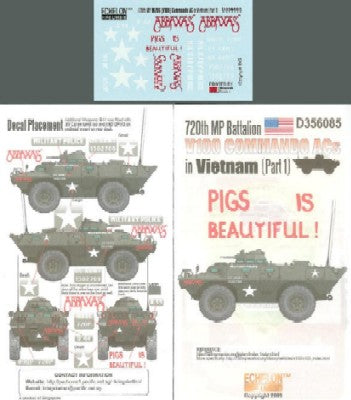 Echelon Decals 356085 1/35 720th MP Battalion V100 Commando ACs Vietnam Pt1