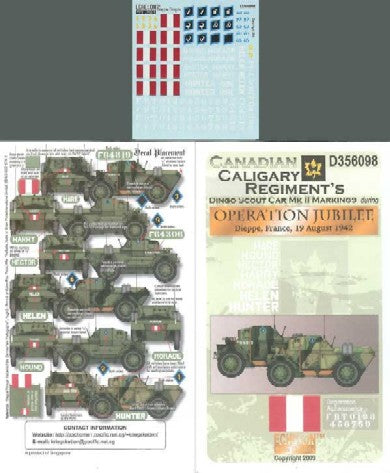 Echelon Decals 356098 1/35 Canadian Calgary Rgt Dingos Mk II Dieppe France