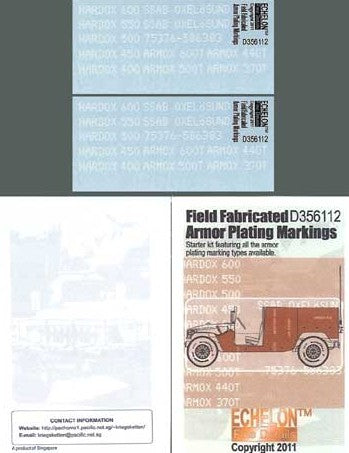 Echelon Decals 356112 1/35 Field Fabricated Armor Plating Markings