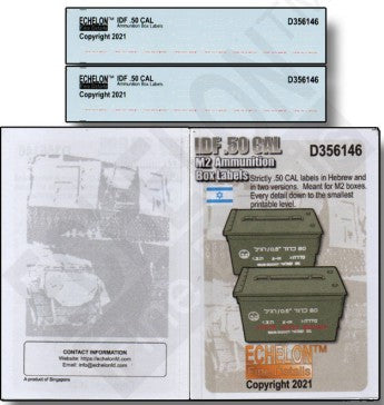 Echelon Decals 356146 1/35 IDF .50cal M2 Ammunition Box Labels