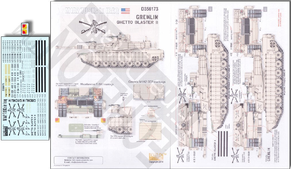 Echelon Decals 356173 1/35 M1A2 Tusks Gremlin/Ghetto Blaster II in Iraq