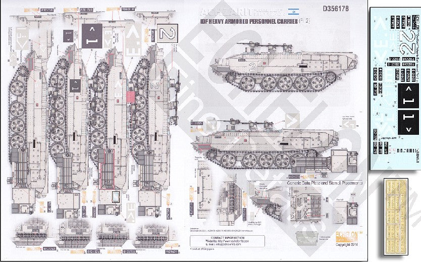 Echelon Decals 356178 1/35 Achzarit Cruel Lady Early IDF Heavy Armored Personnel Carrier Pt.2 w/Photo-Etch for MGK