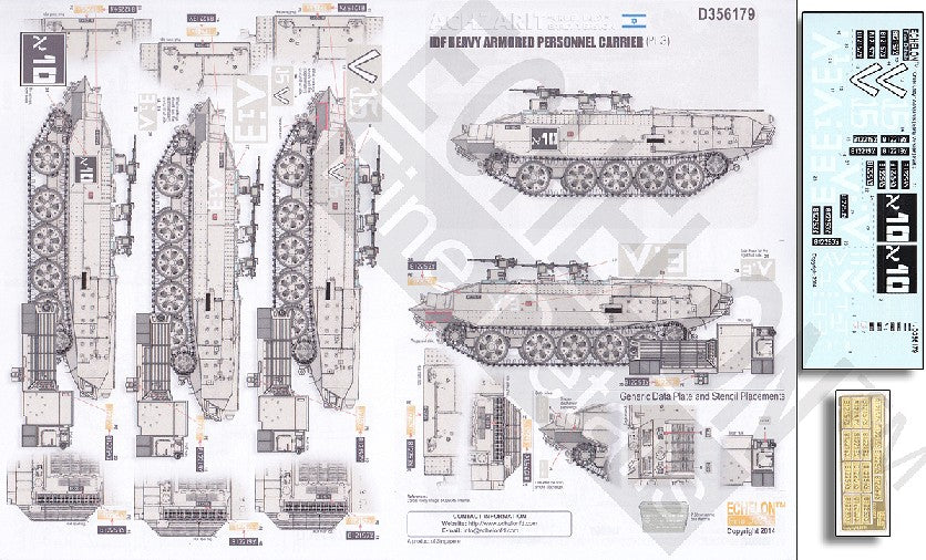 Echelon Decals 356179 1/35 Achzarit Cruel Lady Early IDF Heavy Armored Personnel Carrier Pt.3 w/Photo-Etch for MGK 