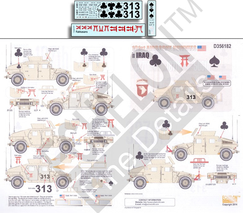 Echelon Decals 356182 1/35 101st Airborne Humvees Iraq