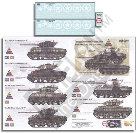Echelon Decals 356219 1/35 Sandbagged Shermans of the 14th Armored Division M4A3E8s (76) Ws 25th & 47th Tank Battalions