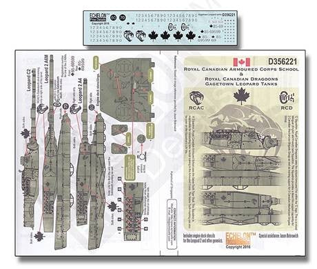 Echelon Decals 356221 1/35 RCAC & RCD Gagetown Leopard Tanks