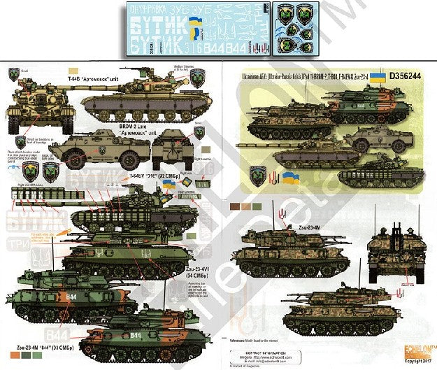 Echelon Decals 356244 1/35 Ukrainian AFVs Ukraine-Russia Crisis Pt.11 BMP2, T64B, T64BV & Zsu23-4