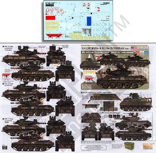Echelon Decals 356266 1/35 3/4 CAV M551s & M113s Mackenzie's Riders 25th Inf Div Tropic Lightning in Vietnam Part 1