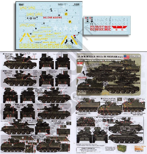 Echelon Decals 356269 1/35 11 ACR M551s & M113s 11th Armored Cavarly Rgmt Black Horse in Vietnam Part 3