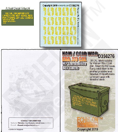 Echelon Decals 356276 1/35 NAM/Cold War Era .50Cal M2 Ammo Box Labels