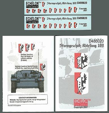 Echelon Decals 486020 1/48 Sturmgeschutz Abteilung 189 