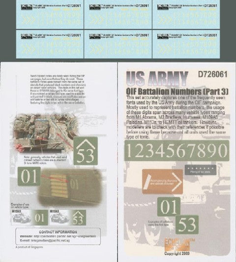 Echelon Decals 726061 1/72 US OIF Battalion Numbers Pt3 