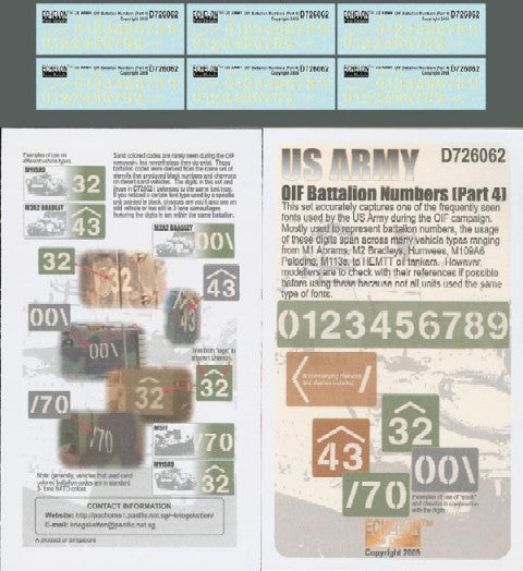 Echelon Decals 726062 1/72 US OIF Battalion Numbers Pt4 