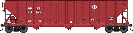 Bowser 42867 HO Scale 100-Ton 3-Bay Open Hopper - Ready to Run -- Burlington Northern Santa Fe 616418 (Boxcar Red, Circle-Cross Logo)