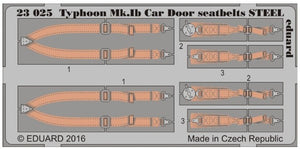 Eduard 23025 1/24 Aircraft- Typhoon Mk Ib Car Door Seatbelts Steel for ARX (Painted) (D)