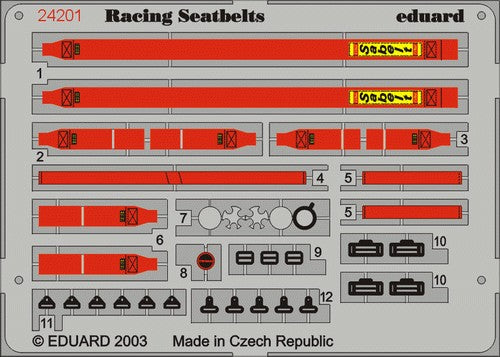 Eduard 24201 1/24 Racing Car Seatbelts- Sabelt 6-Points Red (Painted)