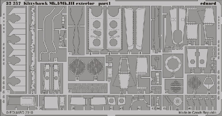 Eduard 32257 1/32 Aircraft- Kittyhawk Mk I/III Exterior for HSG (D)