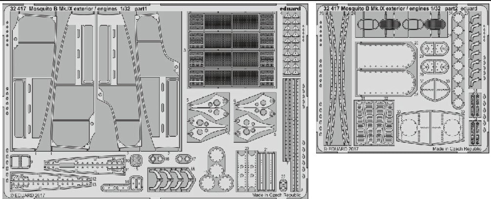 Eduard 32417 1/32 Aircraft- Mosquito B Mk IX Exterior & Engines for HKM (D)