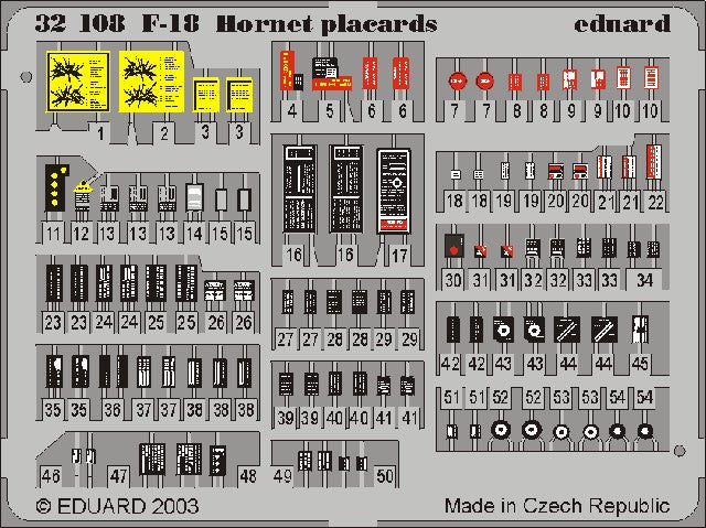 Eduard 32508 1/32 Aircraft- F18 Placard Set for ACY (Painted)