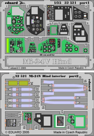 Eduard 32521 1/35 Aircraft- Mi24V Hind Interior for TSM (Painted)