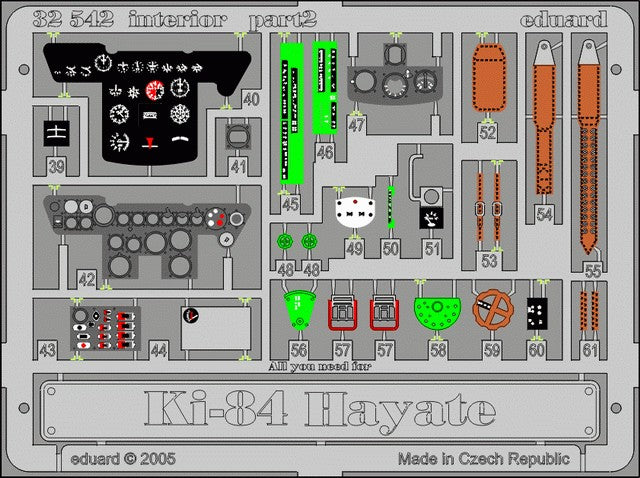 Eduard 32542 1/32 Aircraft- Ki84 Hayate Interior for HSG (Painted)