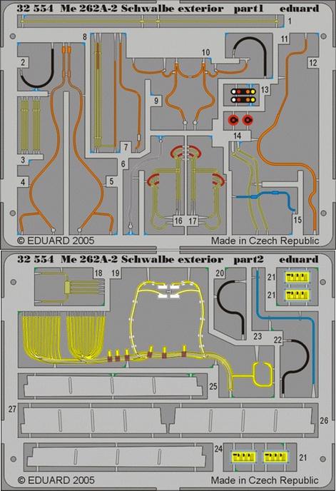 Eduard 32554 1/32 Aircraft- Me262A2 Schwalbe Exterior for TSM (Painted) (D)