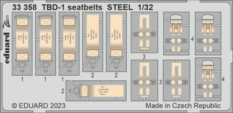 Eduard 33358 1/32 Aircraft- TBD1 Seatbelts Steel for TSM (Painted)