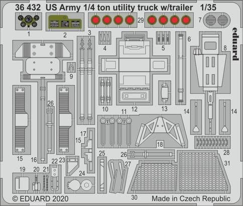 Eduard 36432 1/35 Armor- US Army 1/4-Ton Utility Truck w/Trailer for TAO