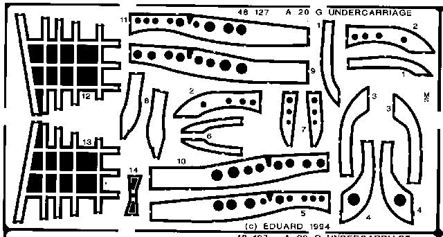 Eduard 48127 1/48 Aircraft- A20G Undercarriage for AMT