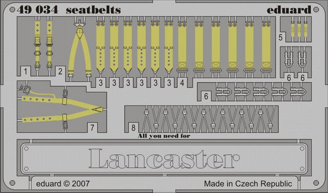 Eduard 49034 1/48 Aircraft- Lancaster Seatbelts for TAM (Painted)