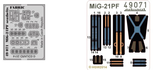 Eduard 49071 1/48 Aircraft- MiG21PF Seatbelts Fabric-Type for EDU (Painted) (D)