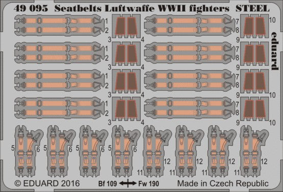 Eduard 49095 1/48 Aircraft- Luftwaffe Steel Fighter WWII Seatbelts (Painted)