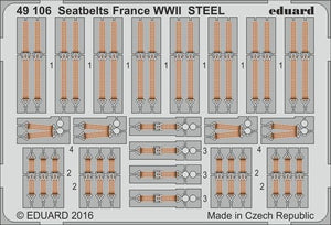 Eduard 49106 1/48 Aircraft- France Steel WWII Seatbelts (Painted) (D)