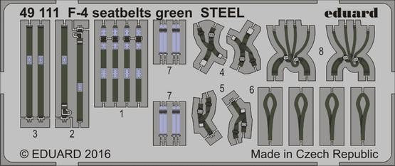 Eduard 49111 1/48 Aircraft- F4 Seatbelts Green Steel (Painted)