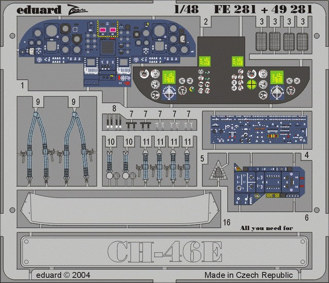 Eduard 49281 1/48 Aircraft- CH46E Sea Knight Interior for ACY (Painted) (D)