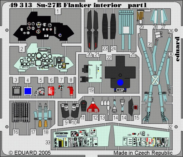 Eduard 49313 1/48 Aircraft- Su27B Flanker Interior for ACY (Painted) (D)