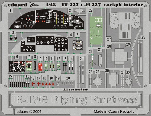 Eduard 49337 1/48 Aircraft- B17G Cockpit Interior for RMX (Painted)