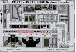 Eduard 49471 1/48 Aircraft- S35E Draken Interior for HSG (Painted Self Adhesive) (D)