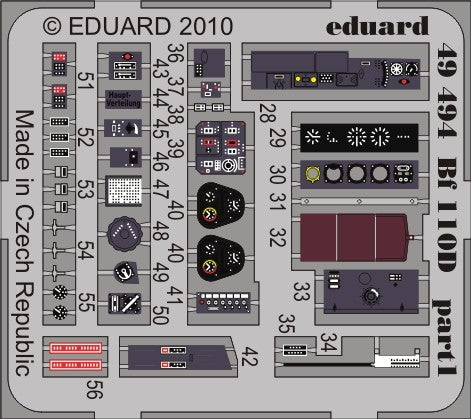 Eduard 49494 1/48 Aircraft- Bf110D Interior for DML (Painted Self Adhesive) (D)