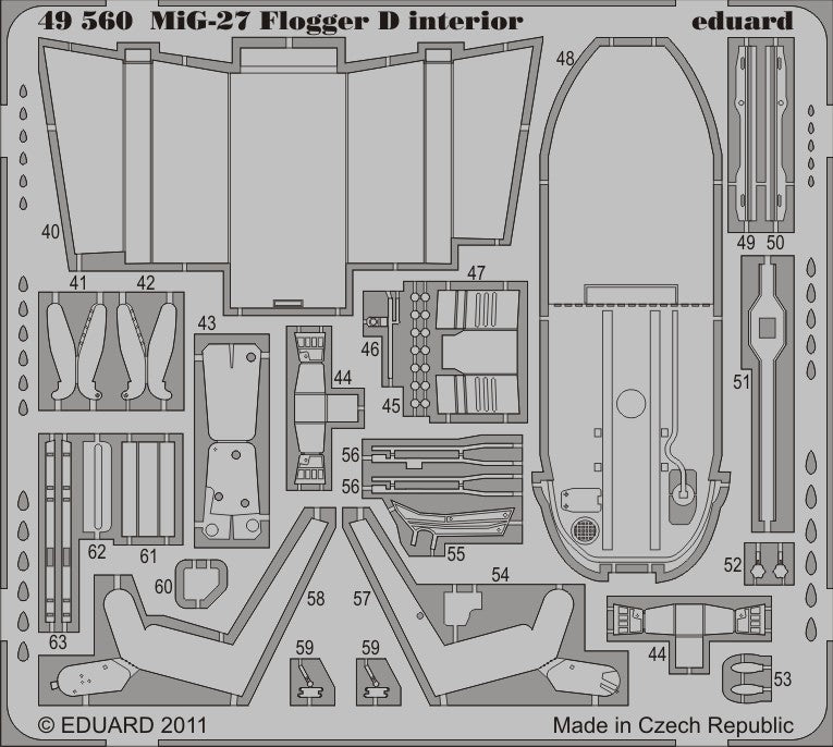 Eduard 49560 1/48 Aircraft- MiG27 Flogger D Interior for ITA (Painted Self Adhesive) (D)