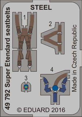 Eduard 49792 1/48 Aircraft- Super Etendard Seatbelts Steel for KTY (Painted) (D)