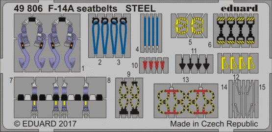 Eduard 49806 1/48 Aircraft- F14A Seatbelts Steel for TAM (Painted)