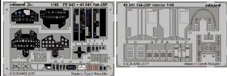 Eduard 49841 1/48 Aircraft- Yak28P Interior for Bobcat Models (Painted) (D)