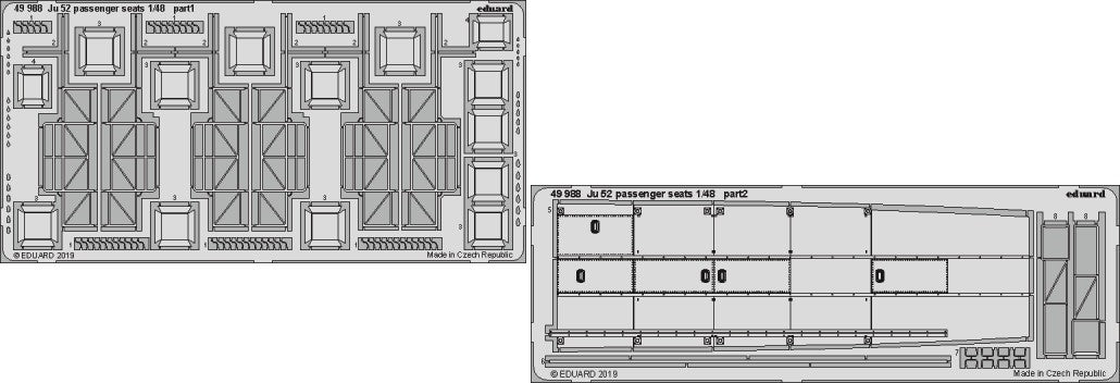 Eduard 49988 1/48 Aircraft- Ju52 Passenger Seats for RMX/RVL (Painted) (D)