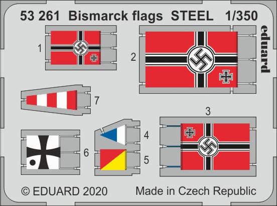Eduard 53261 1/350 Ship- Bismarck Flags Steel for TSM (Painted)