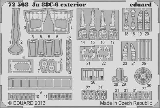 Eduard 72568 1/72 Aircraft- Ju88C6 Exterior for RVL (D)