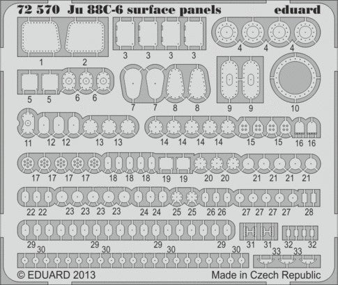 Eduard 72570 1/72 Aircraft- Ju88C6 Surface Panels for RVL (Painted Self Adhesive) (D)