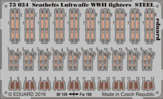 Eduard 73034 1/72 Aircraft- Luftwaffe Steel Fighter WWII Seatbelts (Painted)