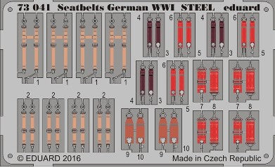 Eduard 73041 1/72 Aircraft- German Steel WWI Seatbelts (Painted) (D)